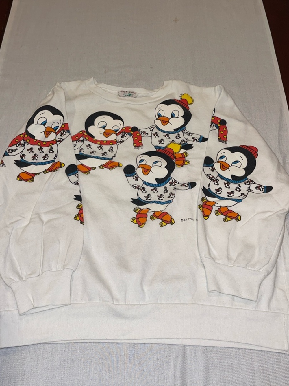 Vintage Penguin Roller Skate Sweatshirt - White